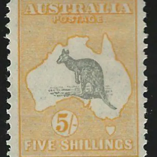 1931-47 CofA 5/- grey & yellow. MLH with excellent ...