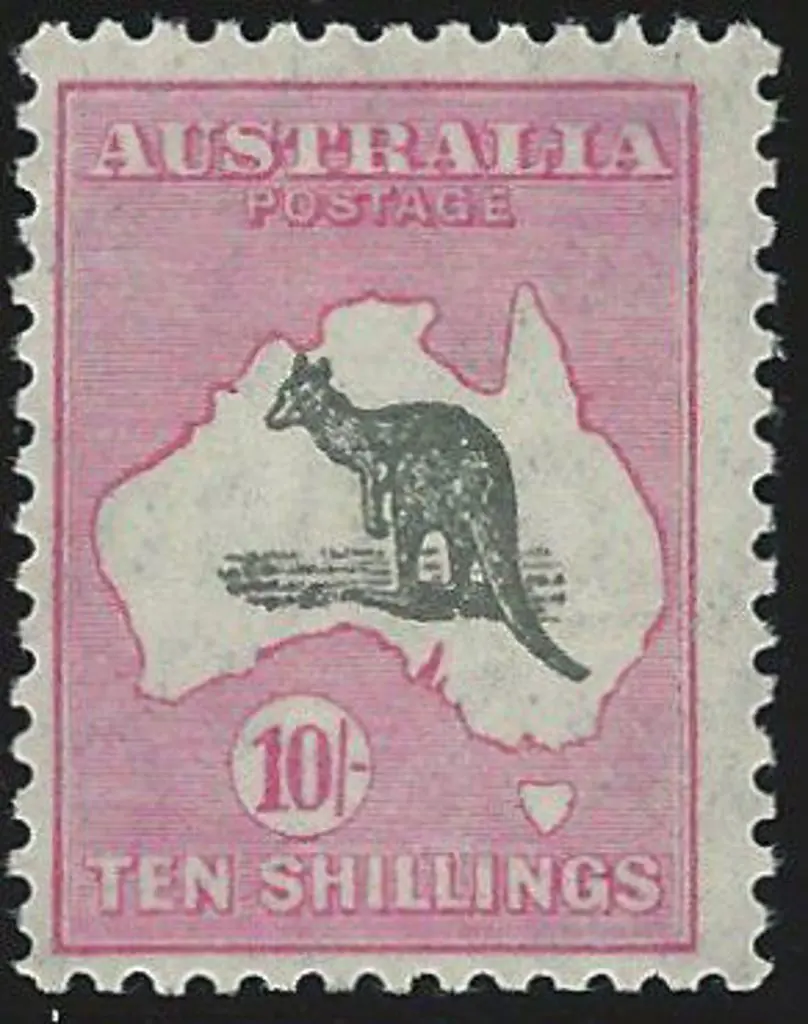 1931-47 CofA 10/- grey-black & rose-crimson. ... Image 1++