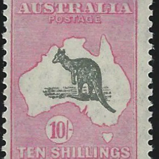 1931-47 CofA 10/- grey-black & rose-crimson. ...