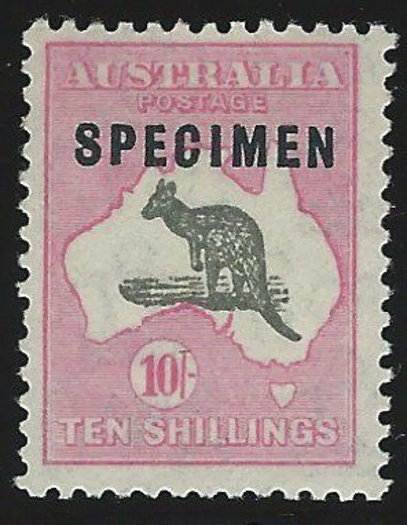 1931-47 CofA 10/- grey & pink ovptd "SPECIMEN" ... Image 1++