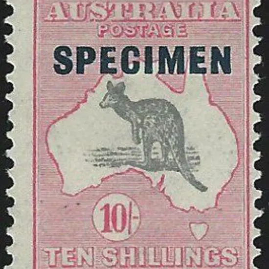 1931-47 CofA 10/- grey & pink overprinted SPECIMEN ...