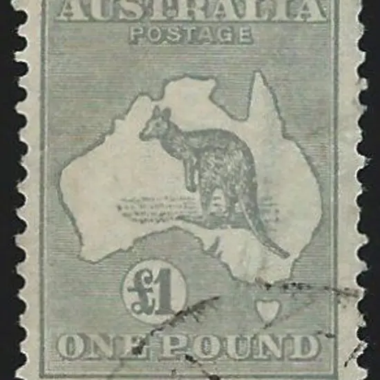 1931-47 CofA £1 grey. Centred high & short perf at ...