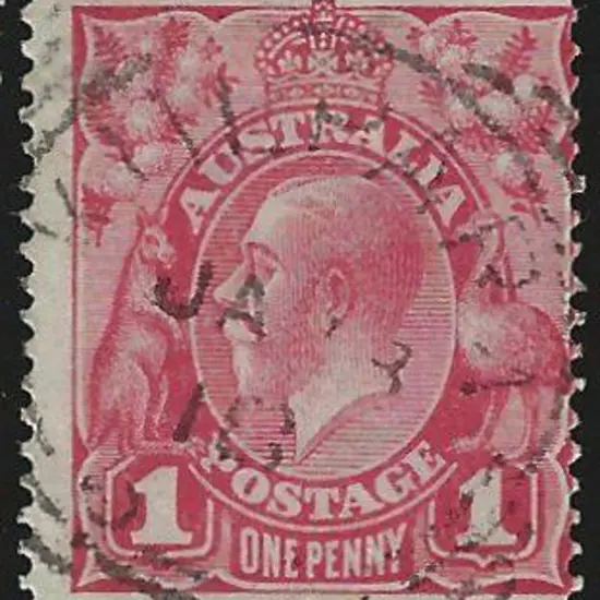 1914-20 Single wmk 1d rose carmine with "dry ink" ...