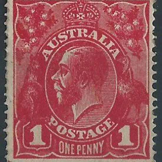 1914-20 Single wmk 1d deep carmine red, line perf. ...
