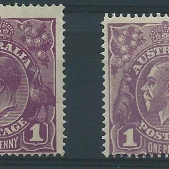 1918-23 Single wmk 1d violet with "flaw under ...