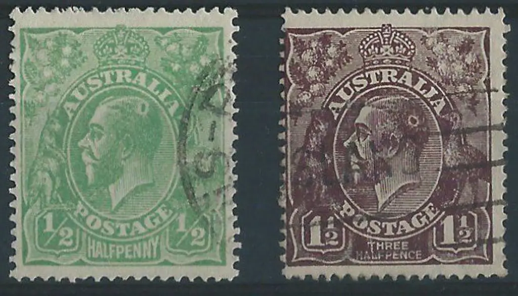 1918-23 Single wmk 1½d black brown plus ½d green, ... Image 1++