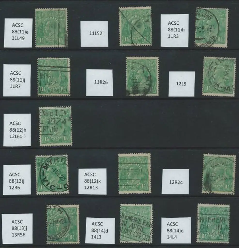 1918-23 Single wmk 1½d green good to F/U selection ... Image 1++