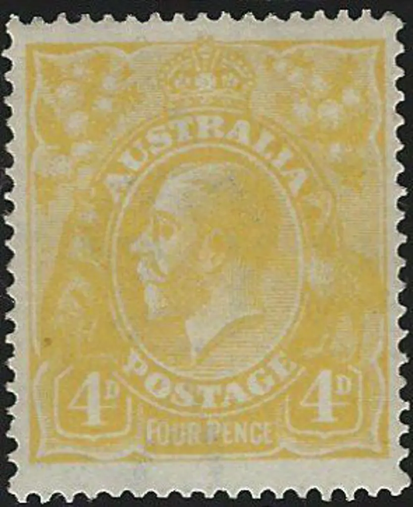1918-23 Single wmk 4d lemon yellow. Fresh MUH & ... Image 1++