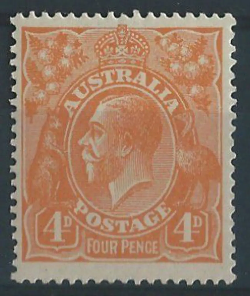 1918-23 Single wmk 4d orange with inverted wmk. ... Image 1++