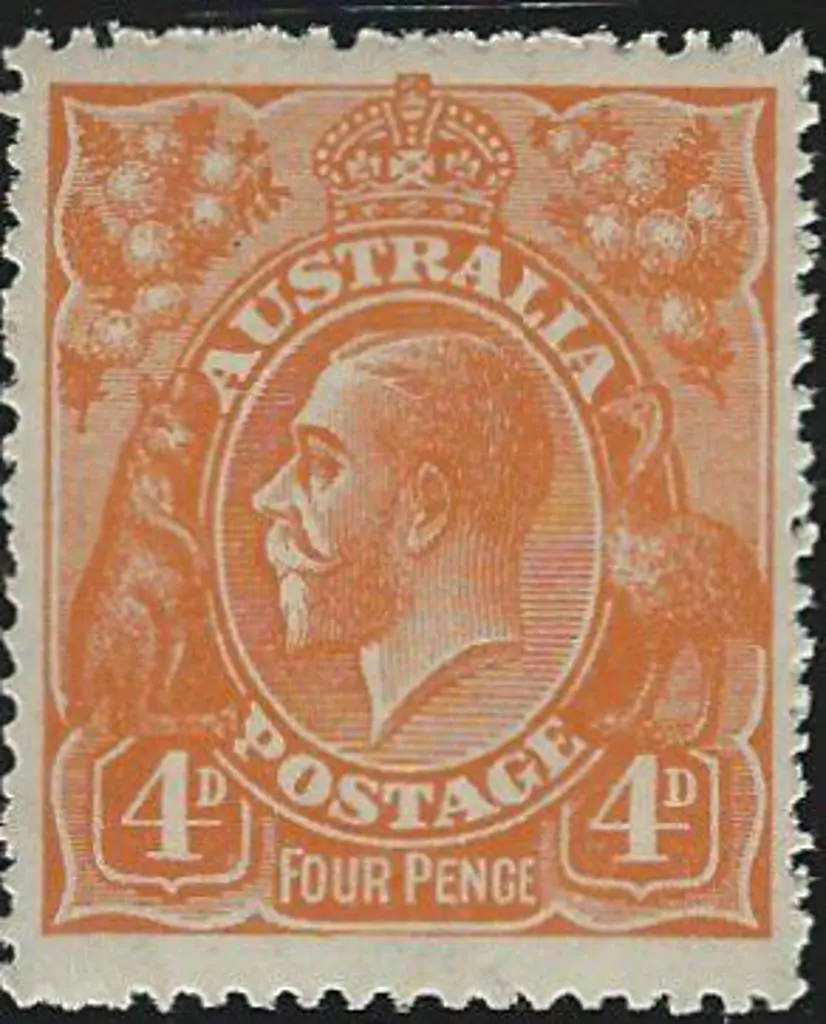 1918-23 Single wmk 4d orange with inverted wmk. ... Image 1++