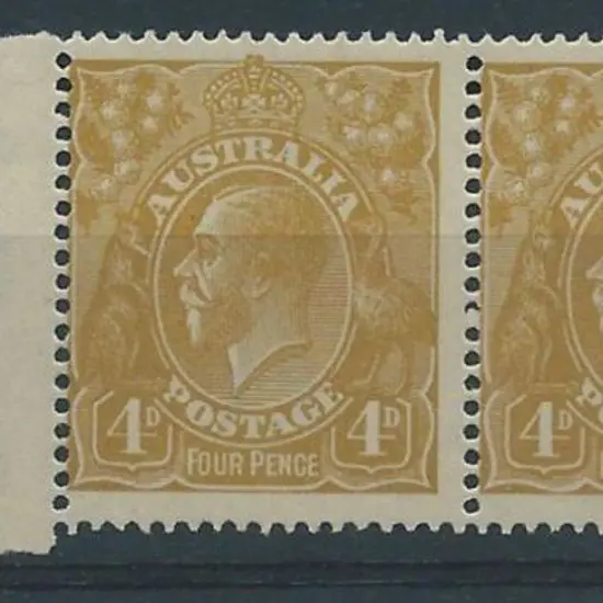1918-23 Single wmk 4d olive horizontal marginal ...