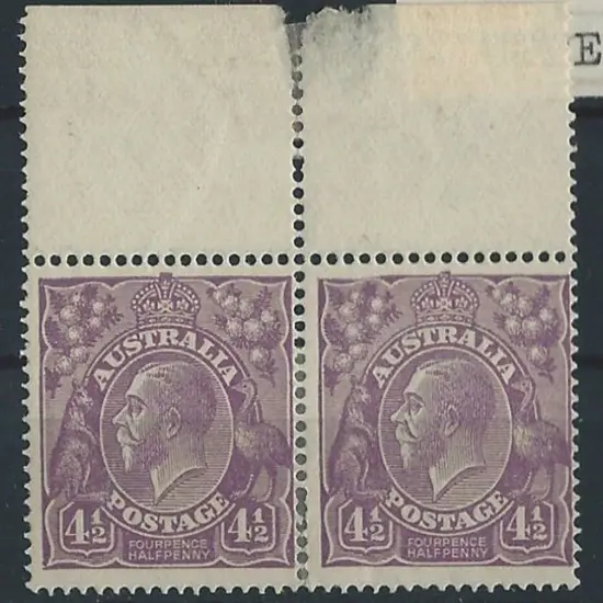 1918-23 Single wmk 4½d violet Die I marginal pair ...