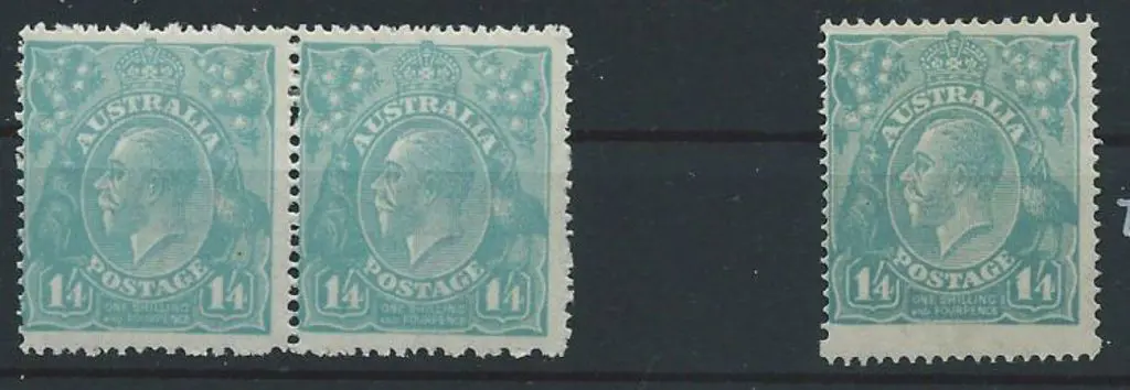 1918-23 Single wmk 1/4d pale blue MLH pair centred ... Image 1++