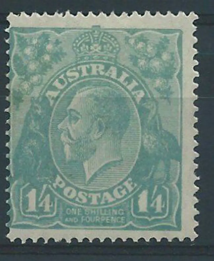 1918-23 Single wmk 1/4d greenish blue with "thick ... Image 1++