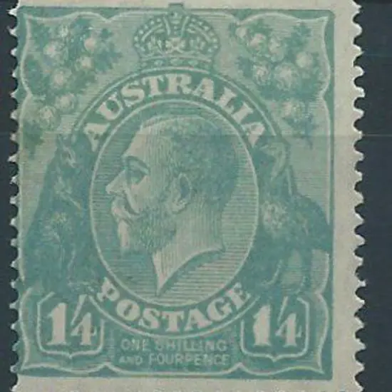 1918-23 Single wmk 1/4d greenish blue with "thick ...