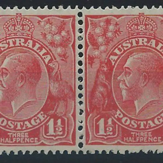 1926-30 SM wmk Perf 13½x12½ 1½d red pair showing ...