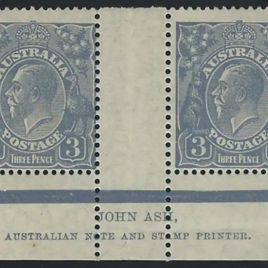 1926-30 SM wmk Perf 13½x12½ 3d blue Die Ia Ash ...