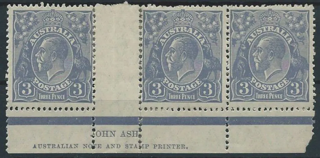1926-30 SM wmk Perf 13½x12½ 3d blue Die Ia Ash ... Image 1++