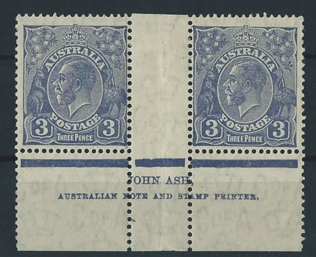 1926-30 SM wmk Perf 13½x12½ 3d Blue Die II Ash ... Image 1++