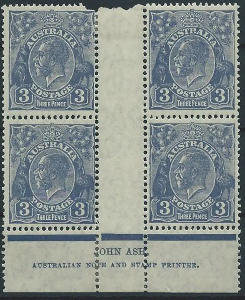 1926-30 SM wmk Perf 13½x12½ 3d dull blue Ash ... Image 1++