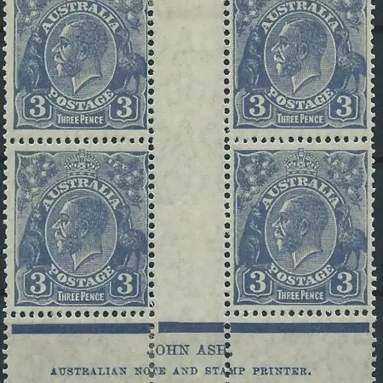 1926-30 SM wmk Perf 13½x12½ 3d dull blue Ash ...