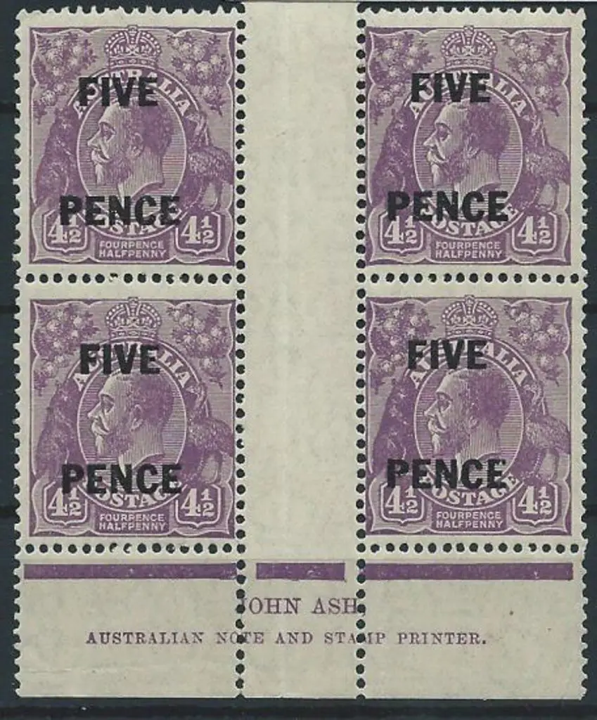 1926-30 SM wmk Perf 13½x12½ 4½d violet Ash imprint ... Image 1++