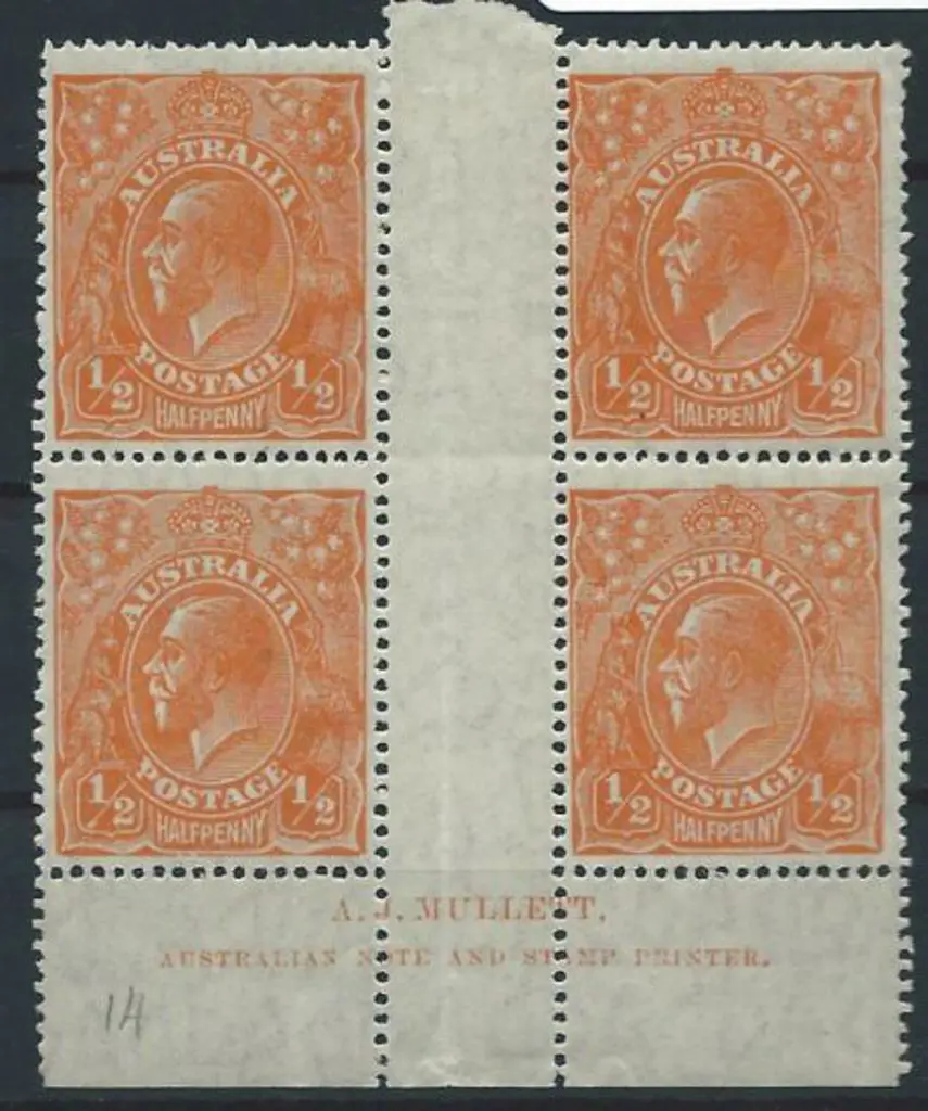 1926-30 SM wmk Perf. 14 ½d orange, electro 8, ... Image 1++
