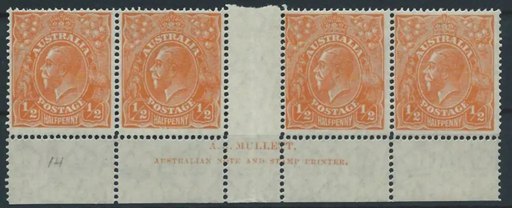 1926-30 SM wmk Perf. 14 ½d orange, electro 8, ... Image 1++