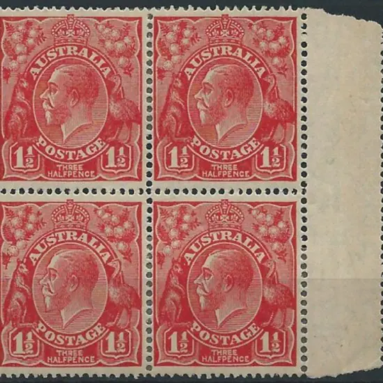 1926-30 SM wmk Perf. 14 1½d red Die II marginal ...