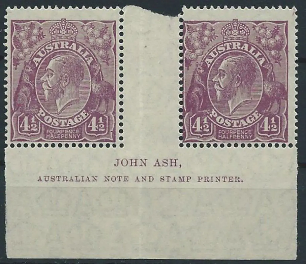 1926-30 SM wmk Perf. 14 4½d violet Ash imprint ... Image 1++