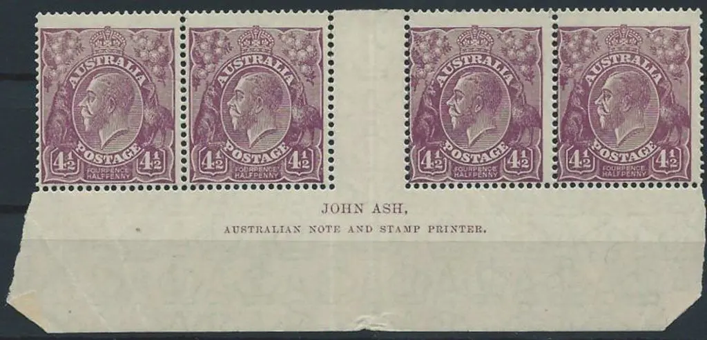 1926-30 SM wmk Perf. 14 4½d violet Ash imprint ... Image 1++