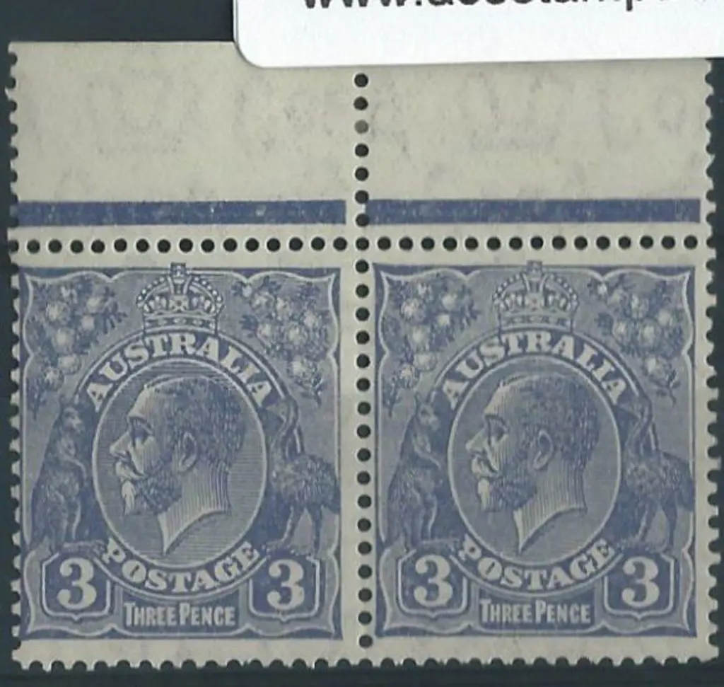 1931-36 CofA 3d deep blue marginal pair hinged on ... Image 1++