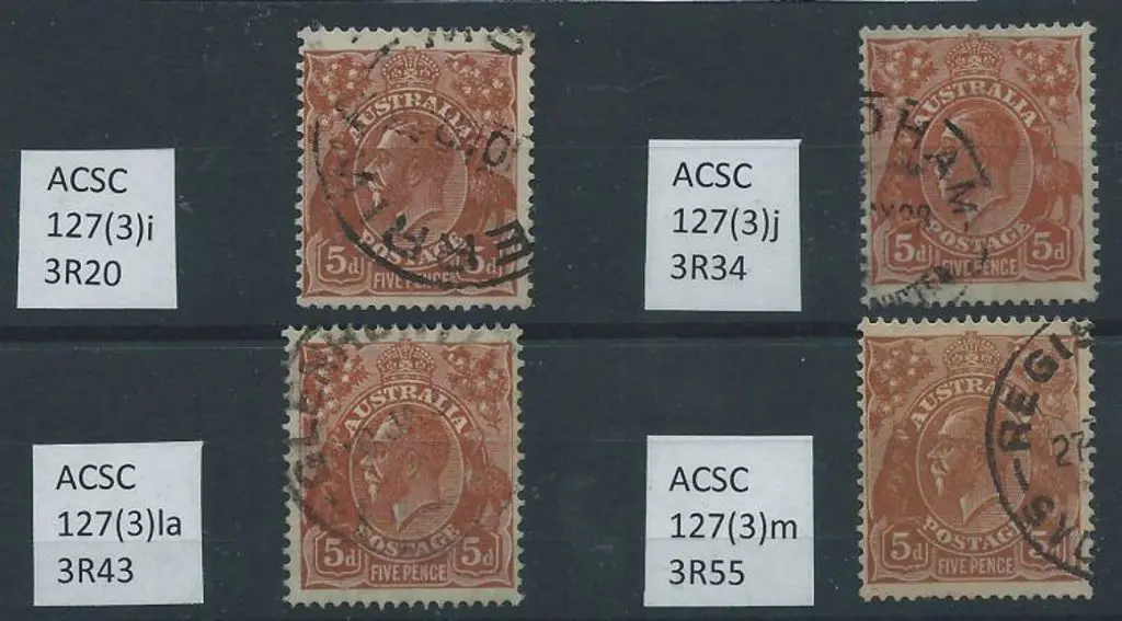 1931-36 CofA 5d brown, plate 3, good to F/U x 4 ... Image 1++