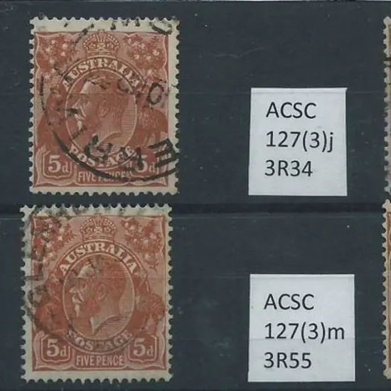 1931-36 CofA 5d brown, plate 3, good to F/U x 4 ...