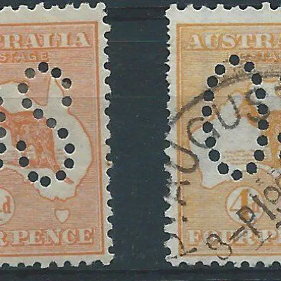 1913 4d orange & 4d orange yellow, 1st wmk, ...