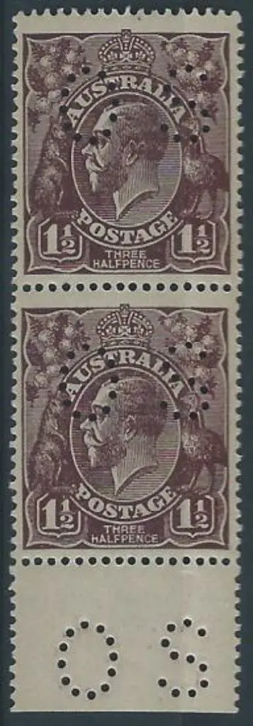 1918/23 1½ black-brown, single wmk, vertical pair ... Image 1++