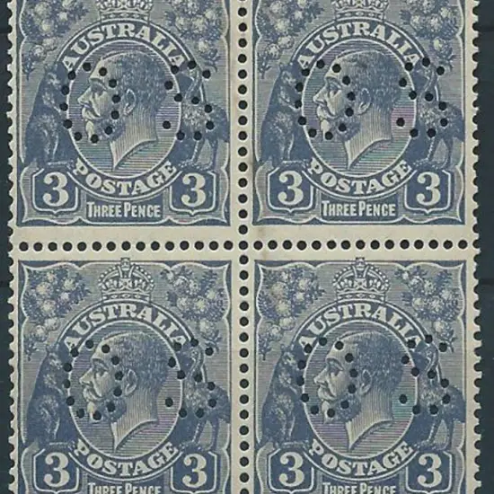 1926/30 3d blue Die II, SM wmk perf.13½x12½, block ...