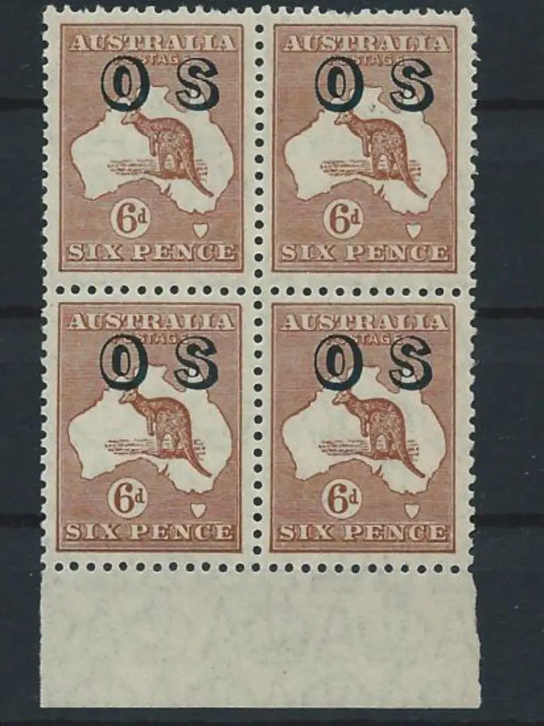 1929/30 6d chestnut, small mult wmk, ovptd "OS" ... Image 1++