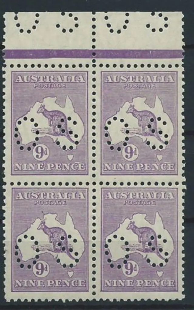 1929/30 9d violet, small mult wmk, punctured "OS". ... Image 1++