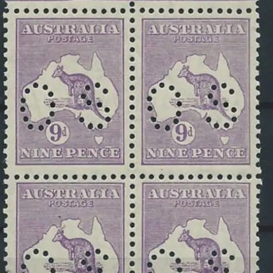 1929/30 9d violet, small mult wmk, punctured "OS". ...