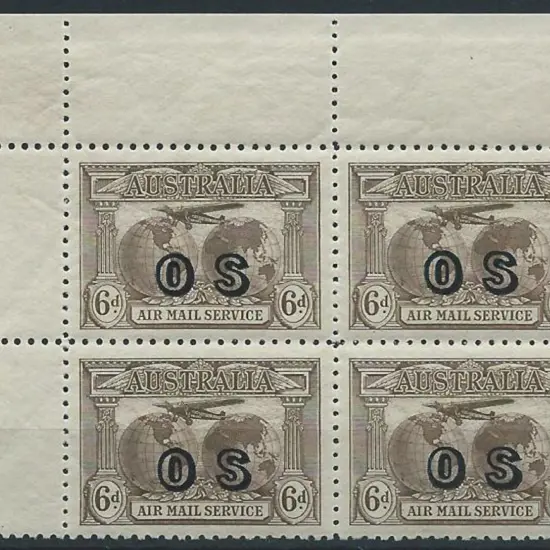 1931 Kingsford Smith 6d brown Airmail ovptd "OS". ...