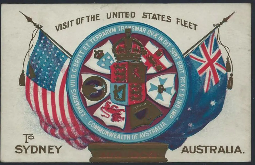 1908 (August) US Fleet postcard unused with state ... Image 1++