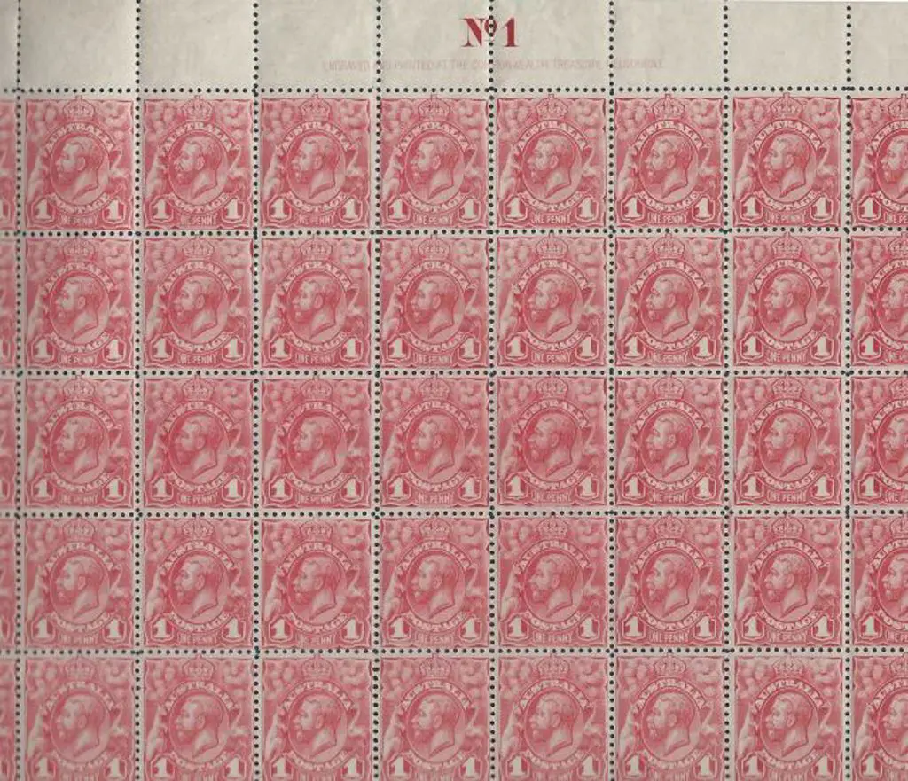 1913 1d KGV rose-red re-engraved Plate 1 complete ... Image 1++