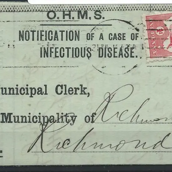 1914 (30th July) "Notification of a Case of ...