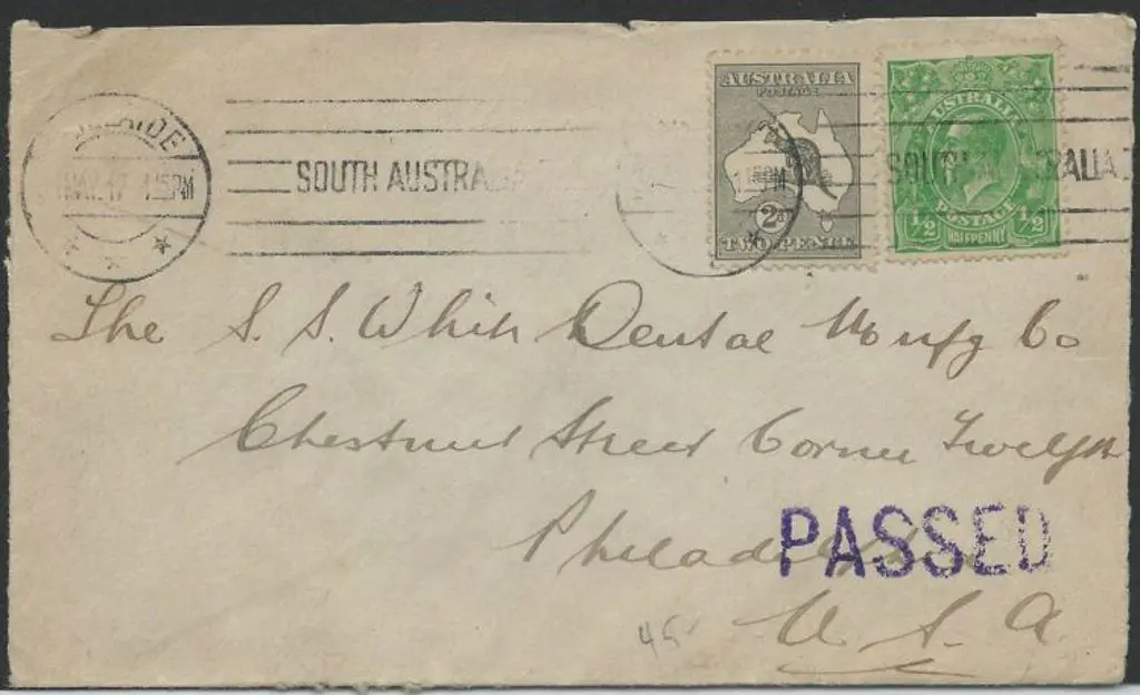 1917 (31st May) cover to USA bearing 2d Kangaroo & ... Image 1++