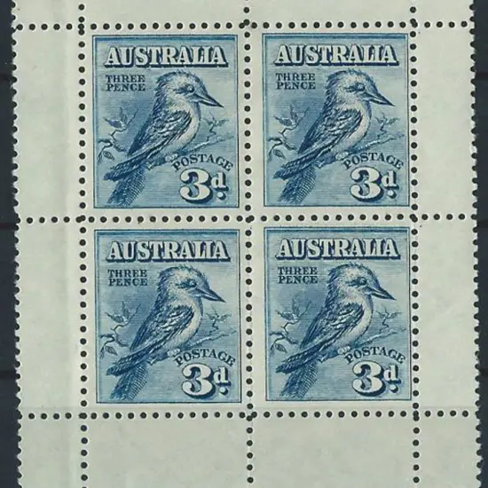 1928 Kookaburra Miniature Sheet. Light diagonal ...