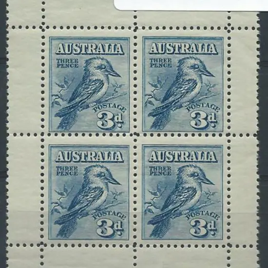 1928 Kookaburra Miniature Sheet from top of sheet. ...