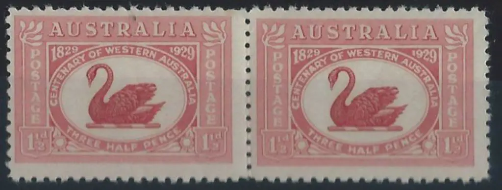 1929 WA Centenary pair with "hairline across ... Image 1++