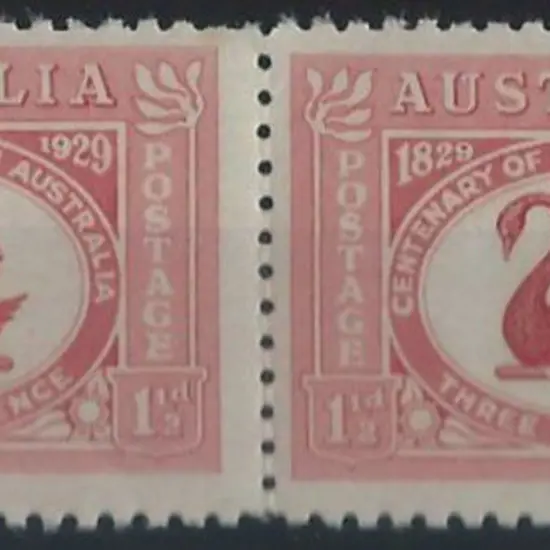 1929 WA Centenary pair with "hairline across ...