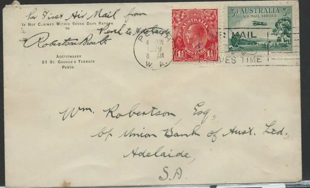 1929 (4th June) Perth to Adelaide covers x 2 ... Image 1++